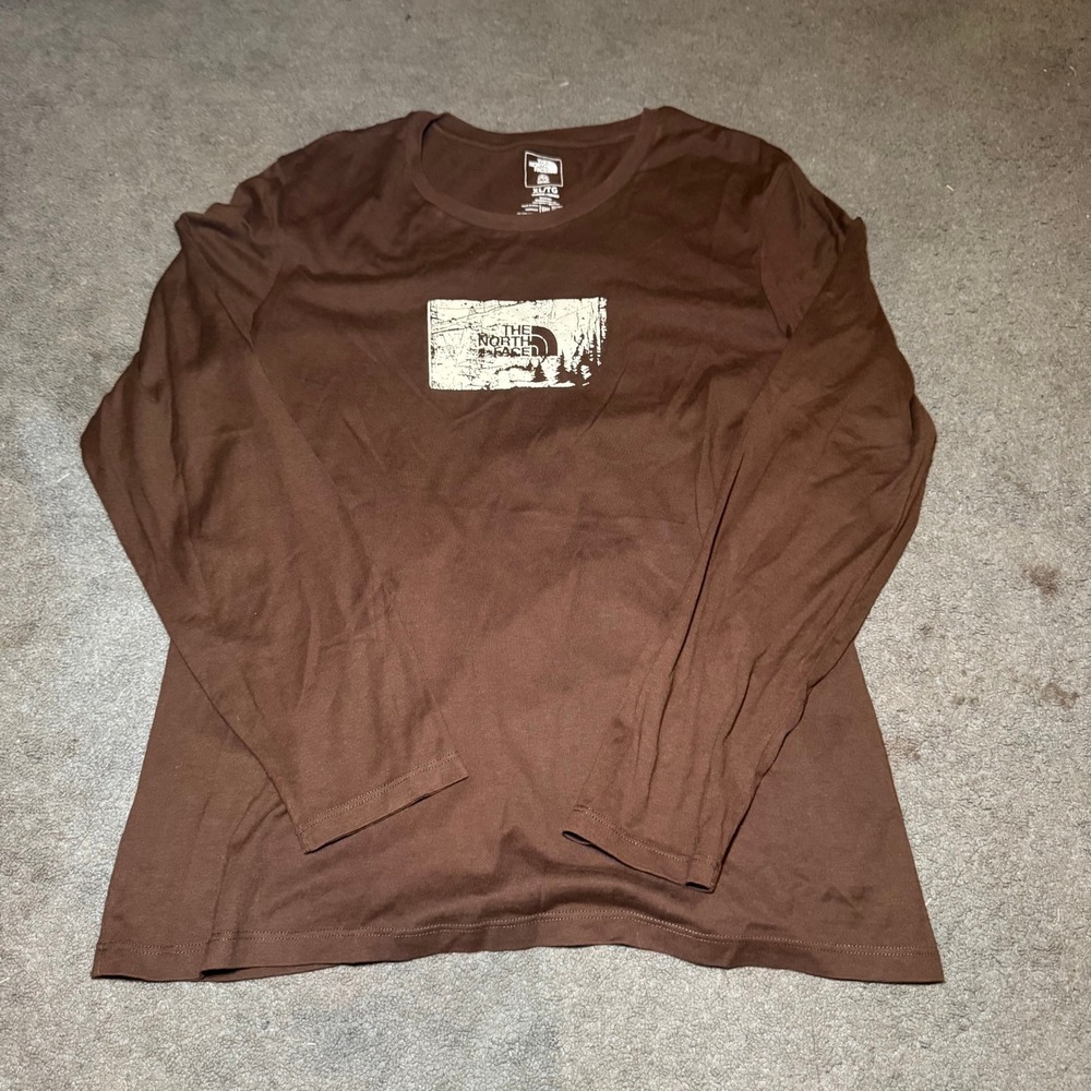 The North Face A5 Series Brown Long Sleeve Graphic T-Shirt Womens XL Cotton